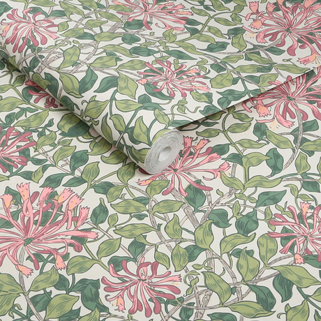 Honeysuckle Blossom Wallpaper | Pink | William Morris